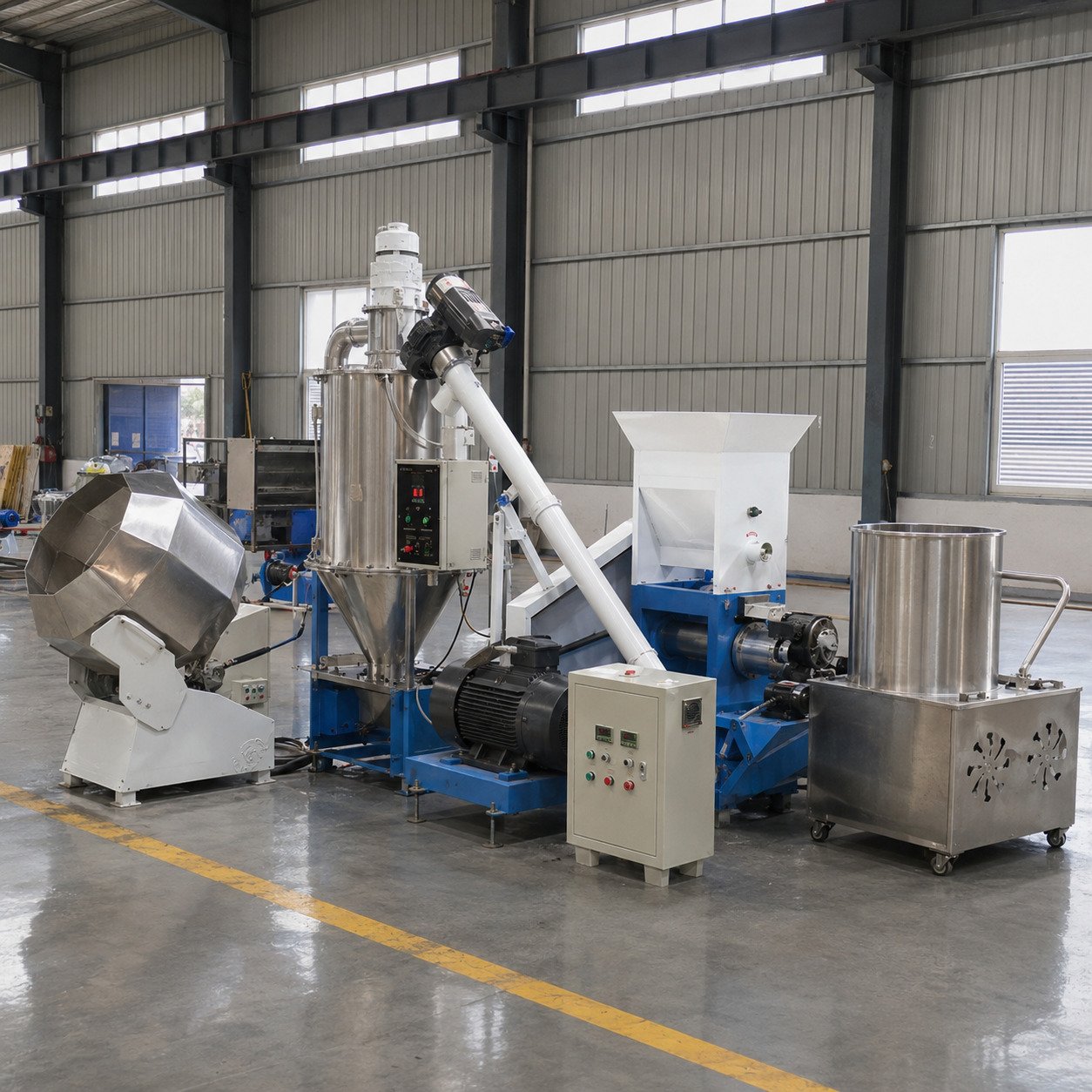 Floating fish feed production line for aquaculture feed production